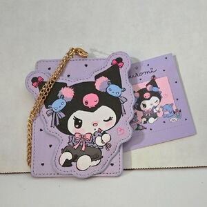 Sanrio 2024 Kuromi Lilac Card Holder with Gold Chain 4"X4.5"